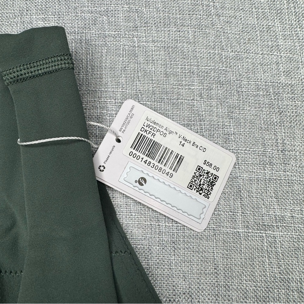 Lululemon Align V Neck Bra C/D Cup Dark Forest Green Size 14 NWT - Picture 8 of 8